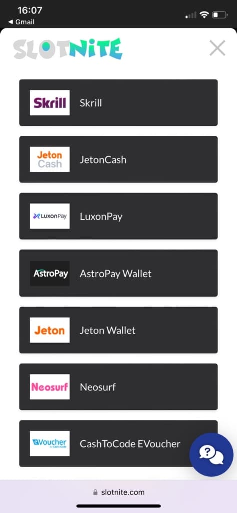 Slotnite Casino Screen