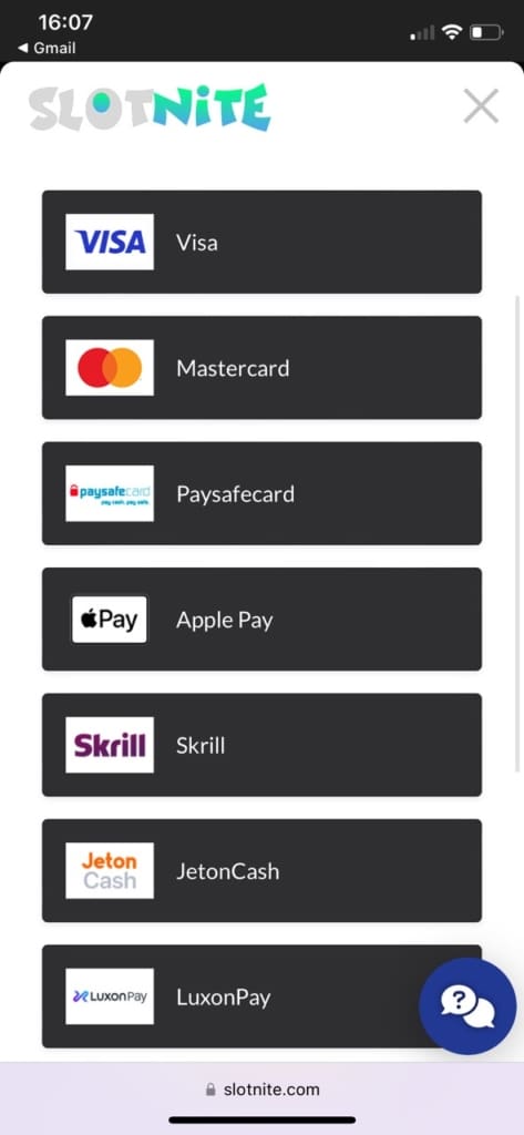 Slotnite Casino Screen