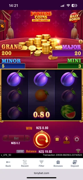 Tonybet Casino game
