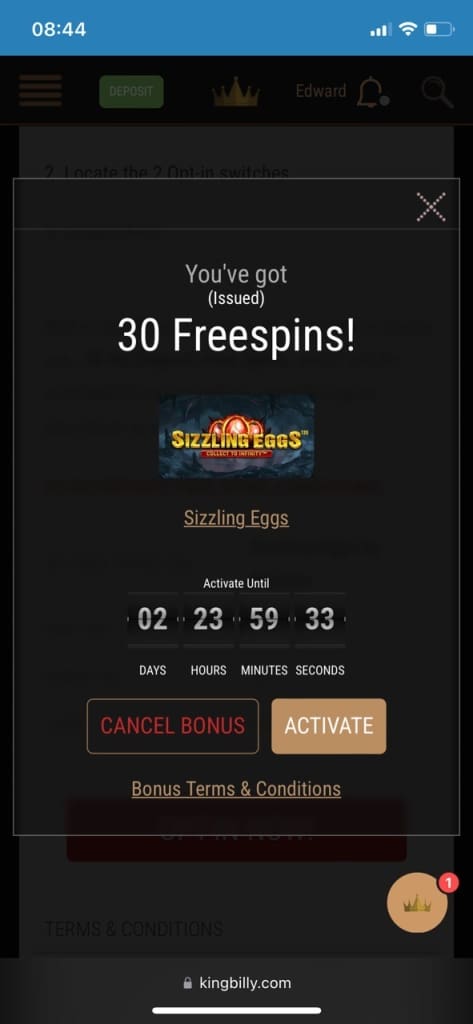 King Billy freespins