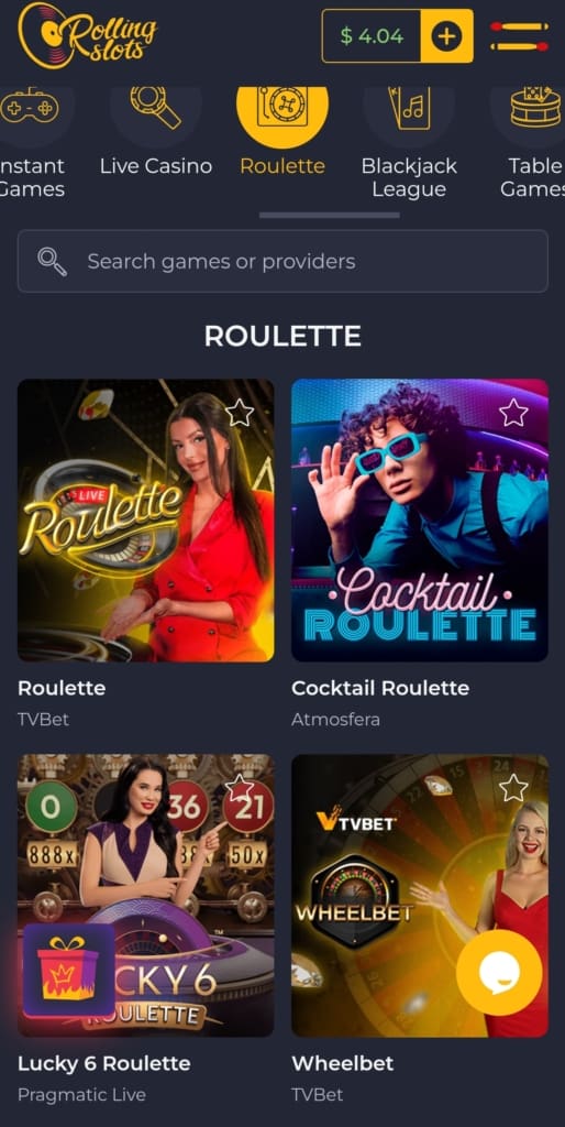 RollingSlots Casino Screen