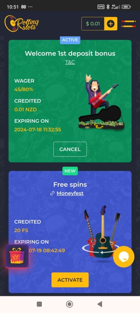 RollingSlots Casino Screen