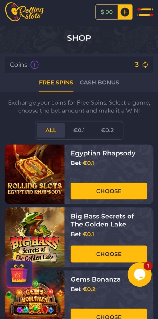 RollingSlots Casino Screen