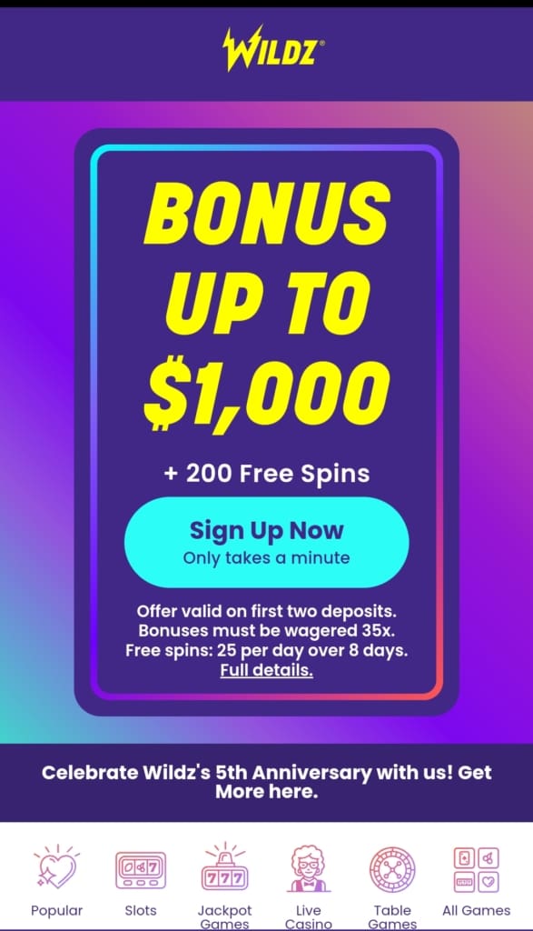 wildz bonus