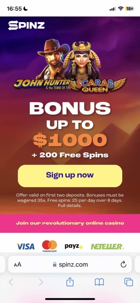 spinz casino bonus