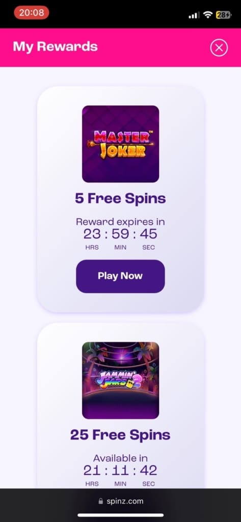 spinz casino bonus
