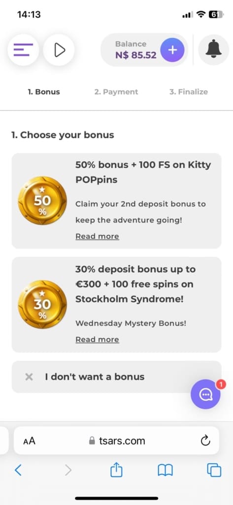 Tsars Casino Bonus