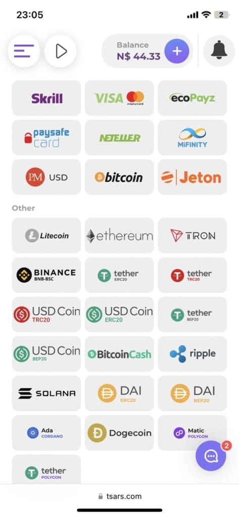 Tsars Casino Payment