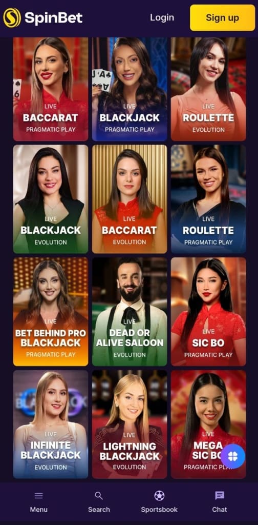 Spinbet Casino Games