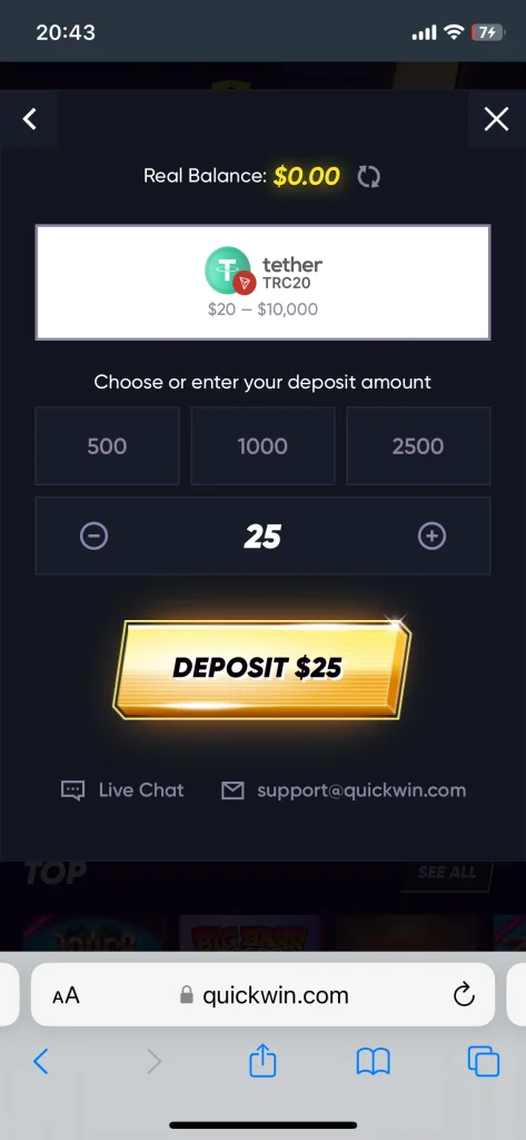 QuickWin deposit