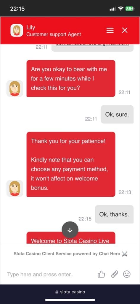 Slota Casino support