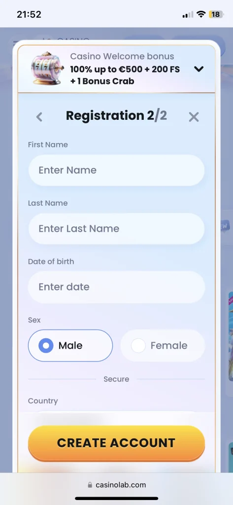 Casino Lab Registration