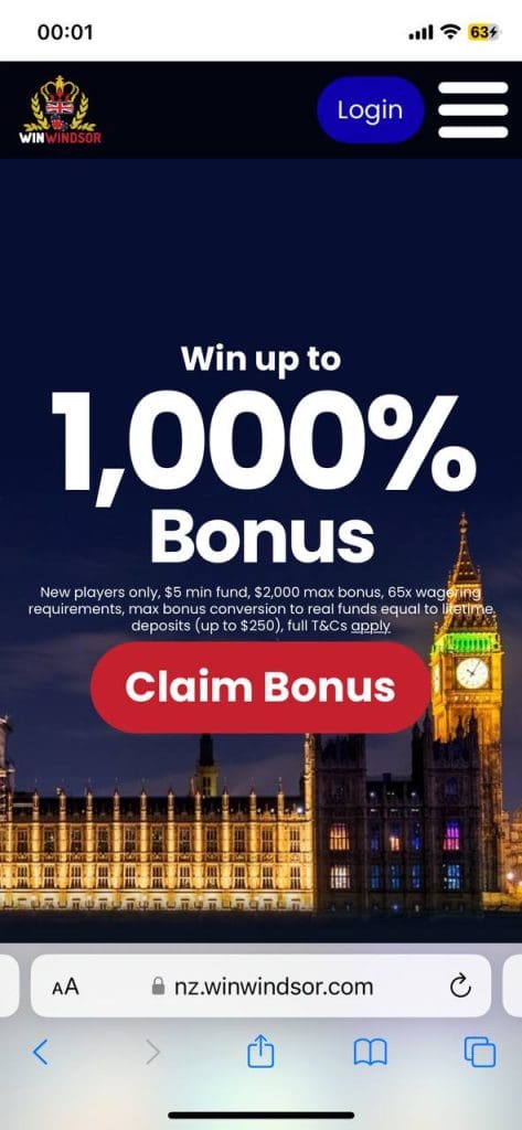 Win Windsor bonus %1000