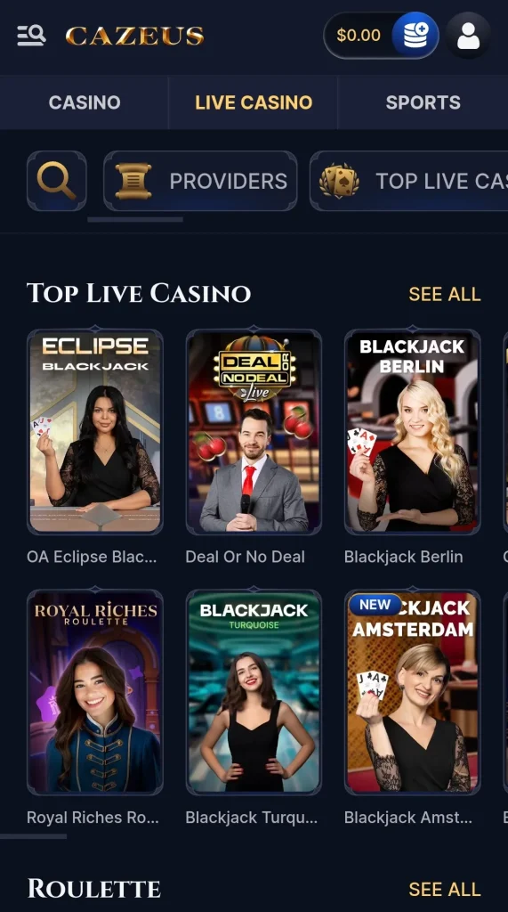 Cazeus casino Games