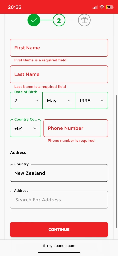 Royal Panda Casino registration