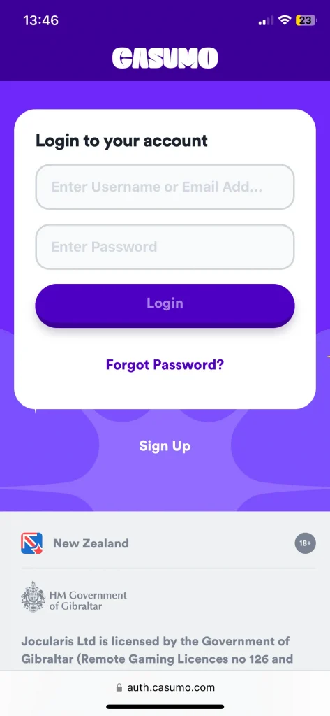 casumo casino login