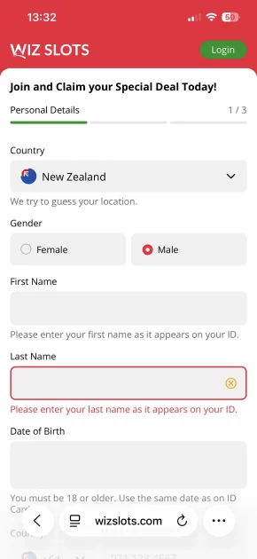 wiz slots casino registration