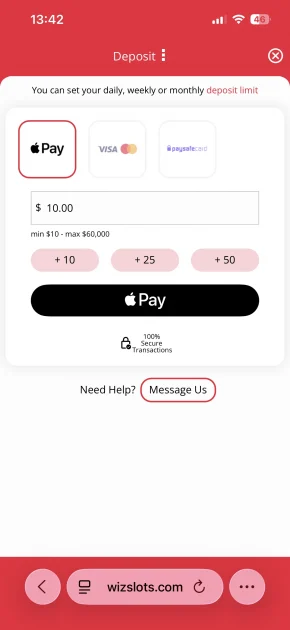 wiz slots casino deposit