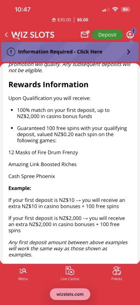 wiz slots casino info