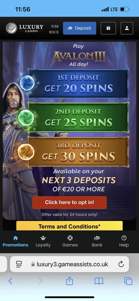 Luxury Casino bonus