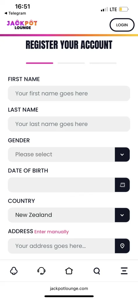 Jackpot Lounge Casino Registration