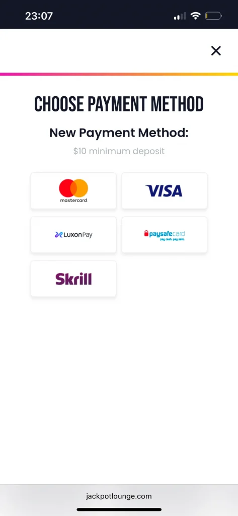 jackpot lounge payment