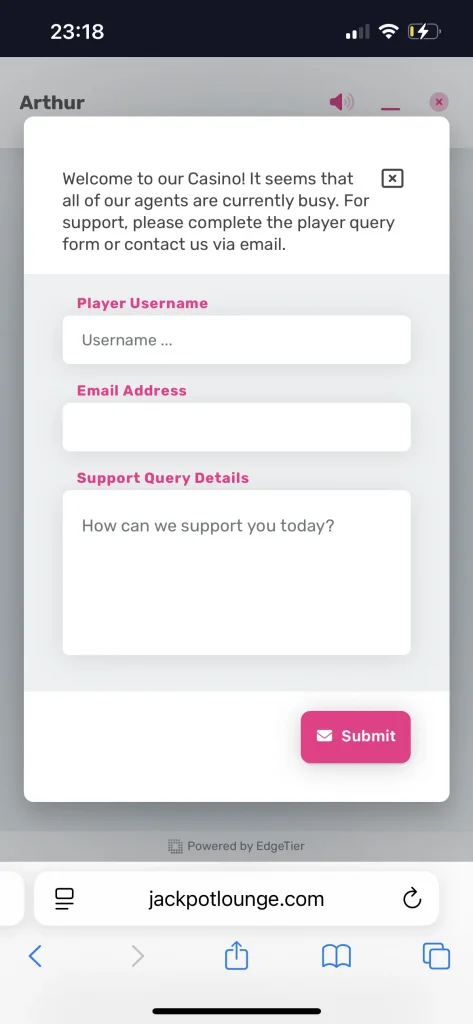 Jackpot Lounge Casino Login