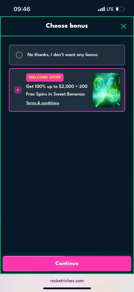 Rocket Riches Casino bonus