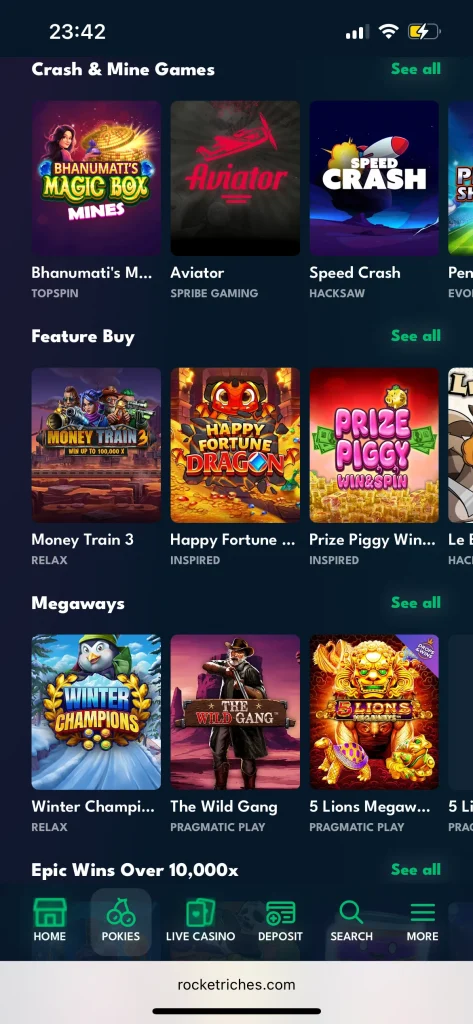 Rocket Riches Casino Games