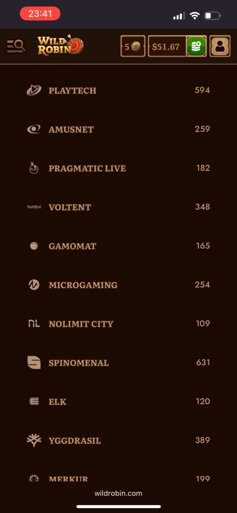 Wild Robin Casino provides