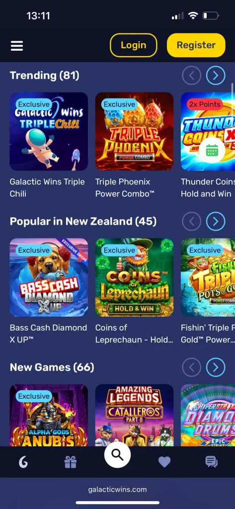 galactic wins casino games