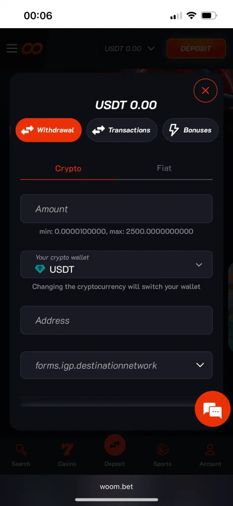 Woom Bet Casino Withdrawal