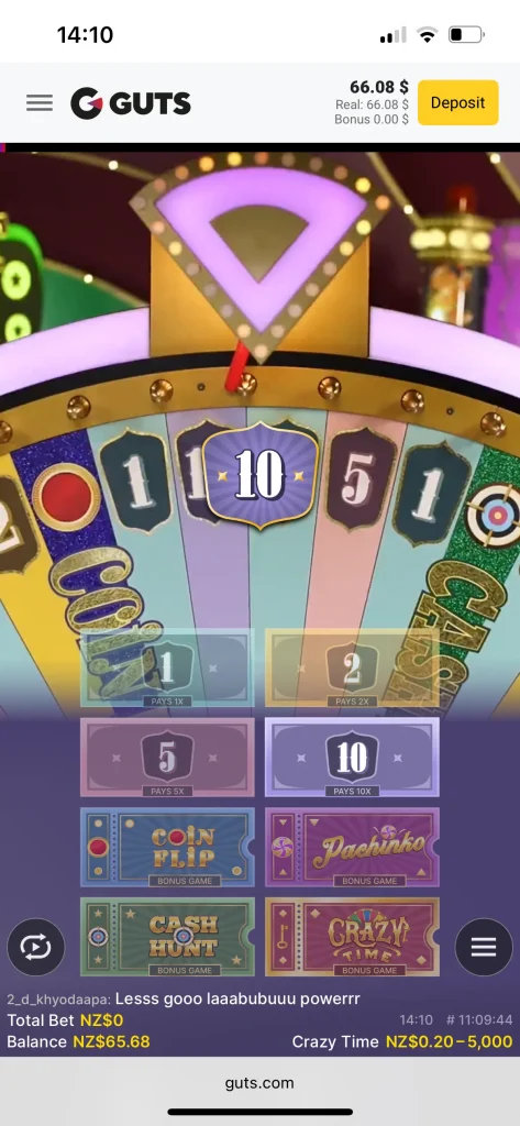 guts casino live game