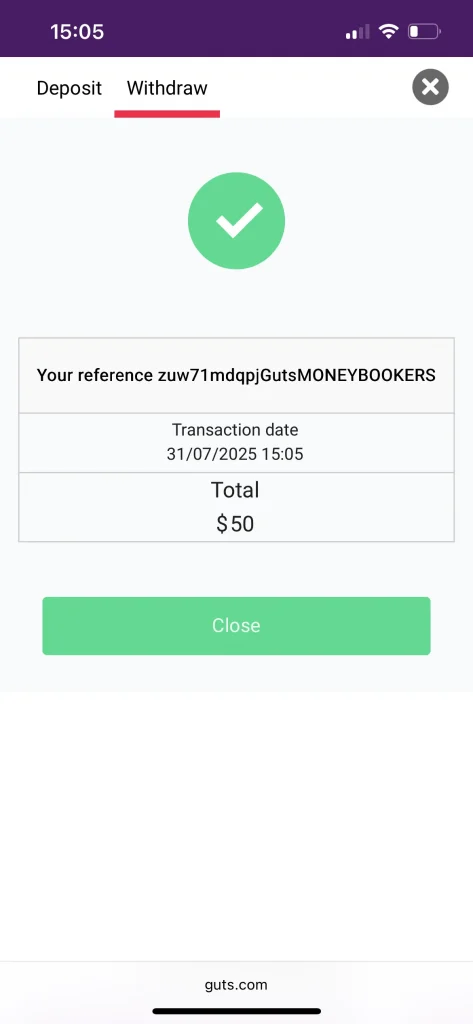 guts casino withdraw