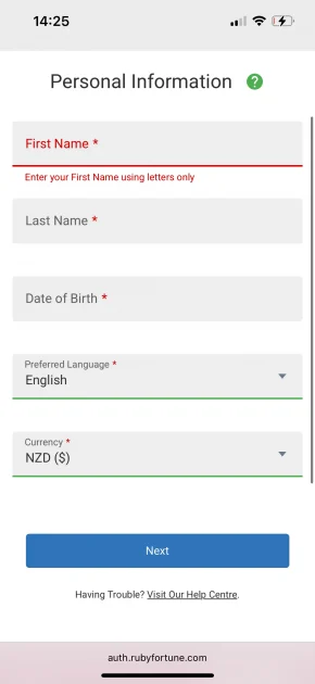 ruby fortune casino registration