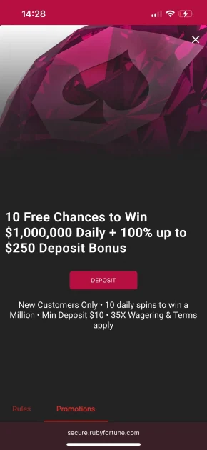 ruby fortune casino bonus