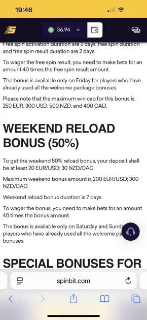 SpinBit Casino Bonus