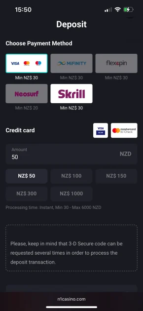 N1 Casino deposit
