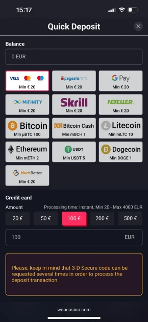 Woo Casino Deposit