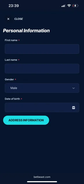 BetBeast Casino registration