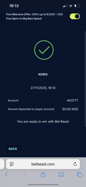 BetBeast Casino deposit