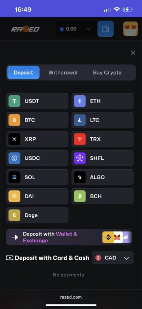 Razed Casino Deposit
