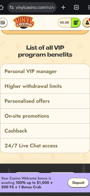 Vinyl Casino Bonus