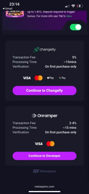 MetaSpins Casino payment
