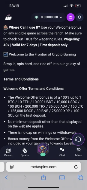 MetaSpins Casino bonus