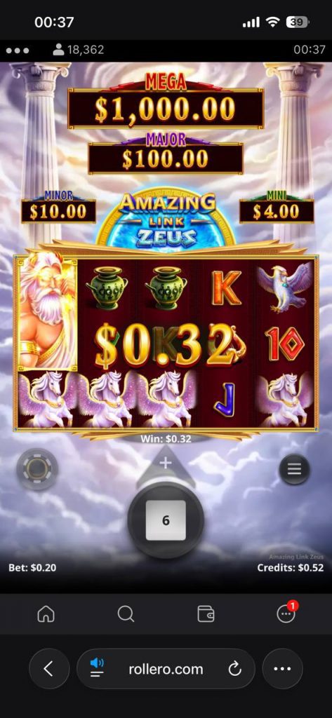 rollero casino amazing link zeus