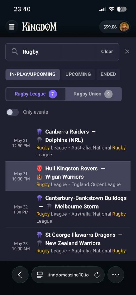 rugby league betting