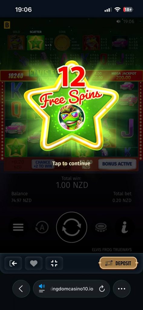 12 free spins elvis frog